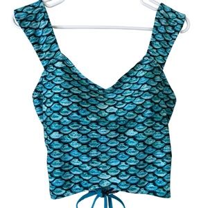 Teal Mermaid Scale Tankini Swim Top